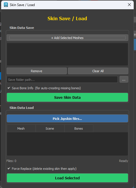 Skin Save / Load dialog