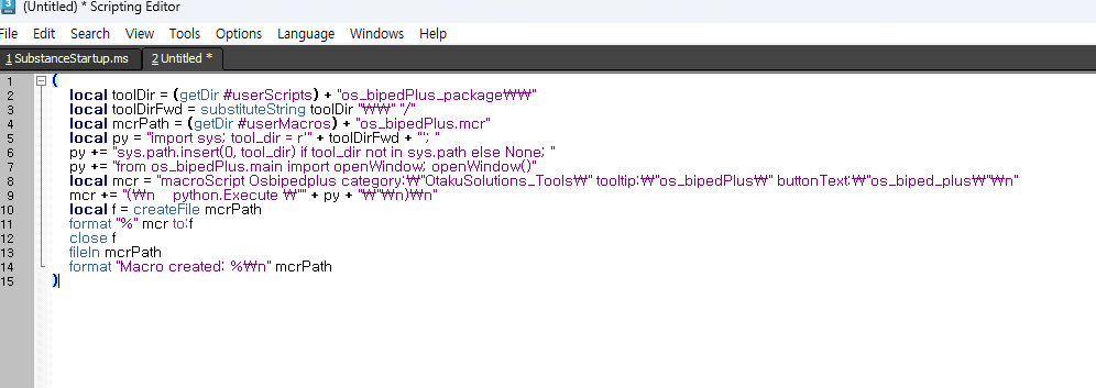 Paste Macro creation script in Scripting Editor and run