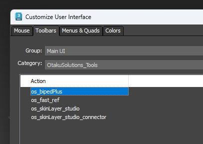 Customize UI — OtakuSolutions_Tools category, os_bipedPlus action