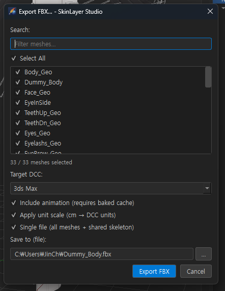Export FBX