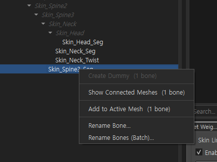 Hierarchy context menu