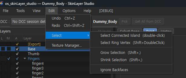 Edit menu · Select