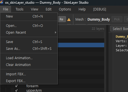 File menu