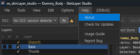 Help menu
