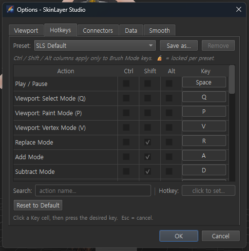 Options — Hotkeys